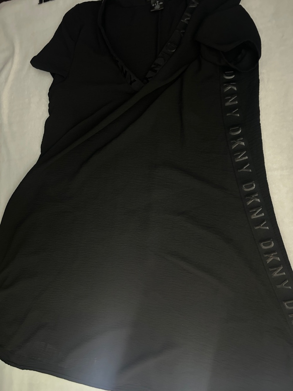 DKNY Black Logo-Trim Shift Dress